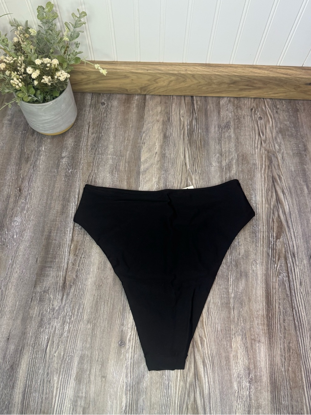 Aerie Womens Black High Cut Waisted Cheeky Swim Bikini Bottoms Bathing Suit Med
